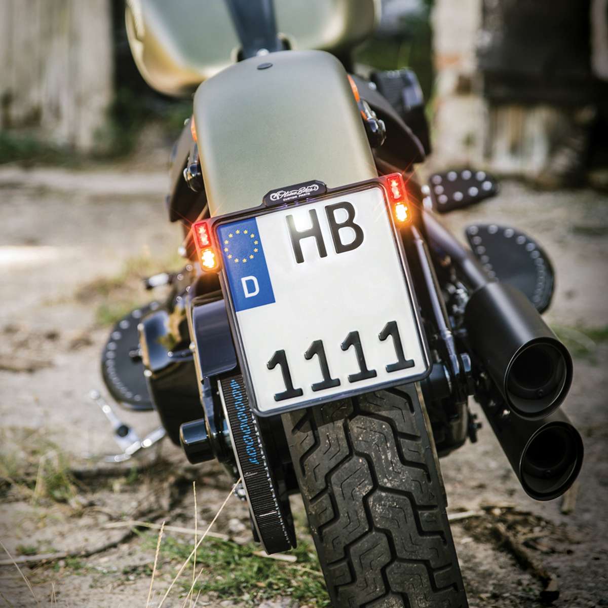 HeinzBikes Motorrad Kennzeichenhalter All-In 2.0 - 210mm Mit Blinker Rücklicht